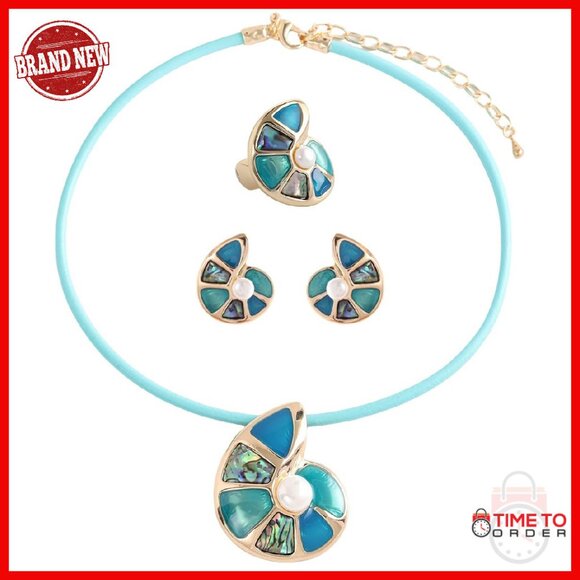 Chunky Statement Jewelry Set Pearl Bib Necklace Earrings Women's Formal